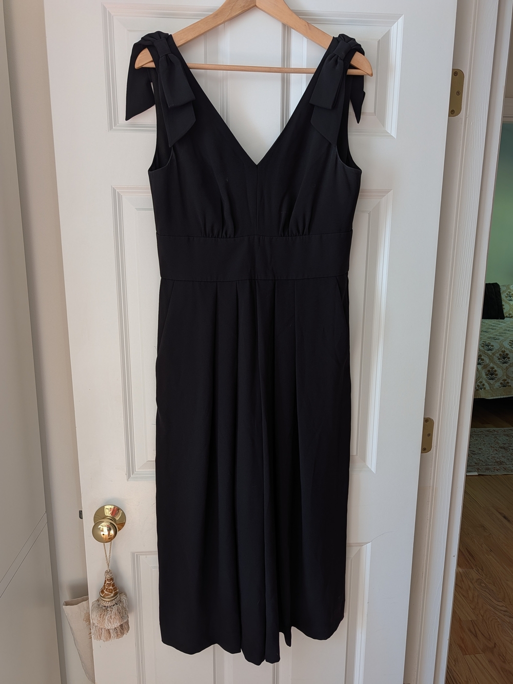 J. Crew Black Tie-Shoulder Midi Jumpsuit
